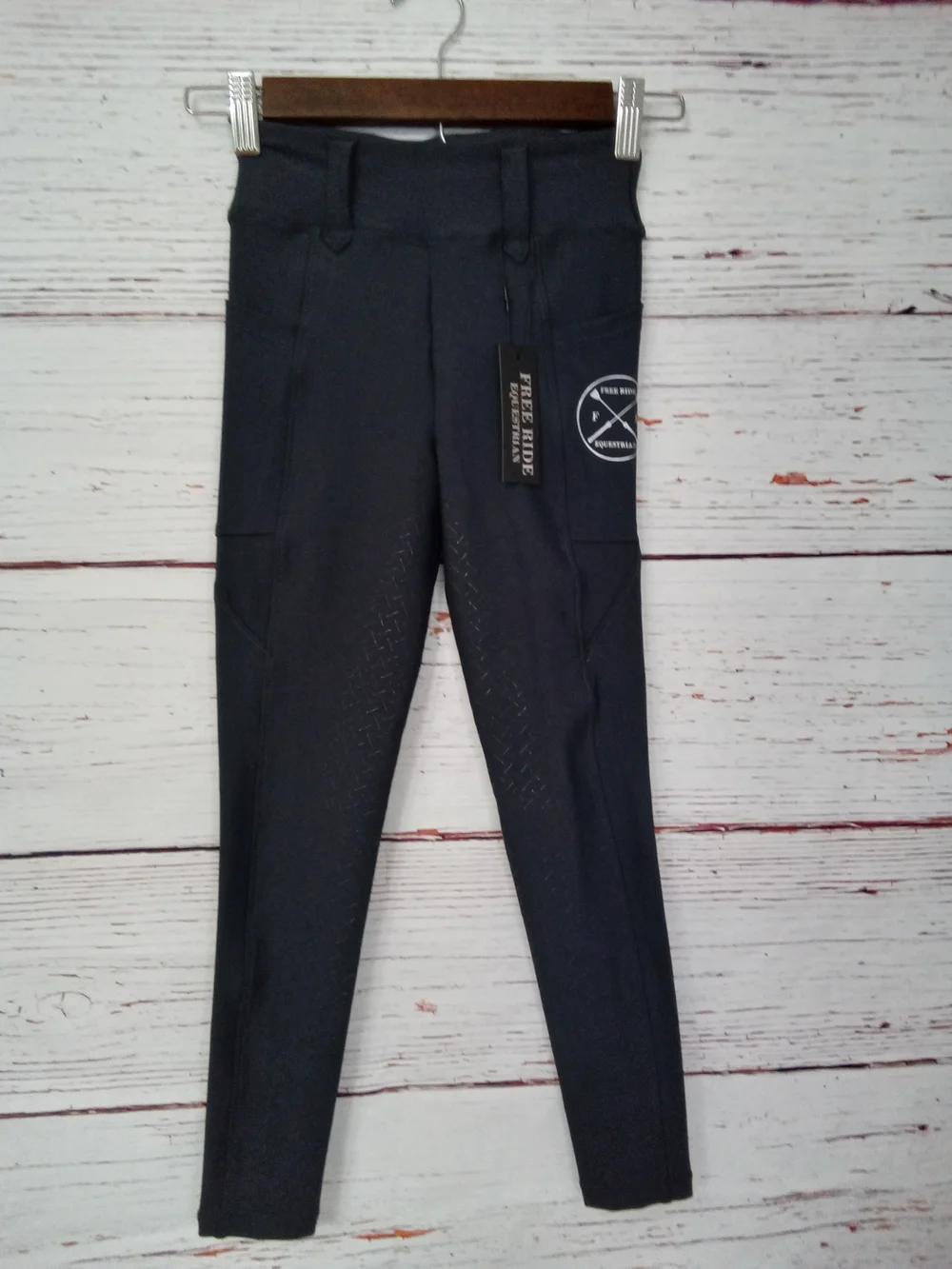NWT Free Ride Equestrian Kids Full Seat Riding Breeches Black Size 8-9